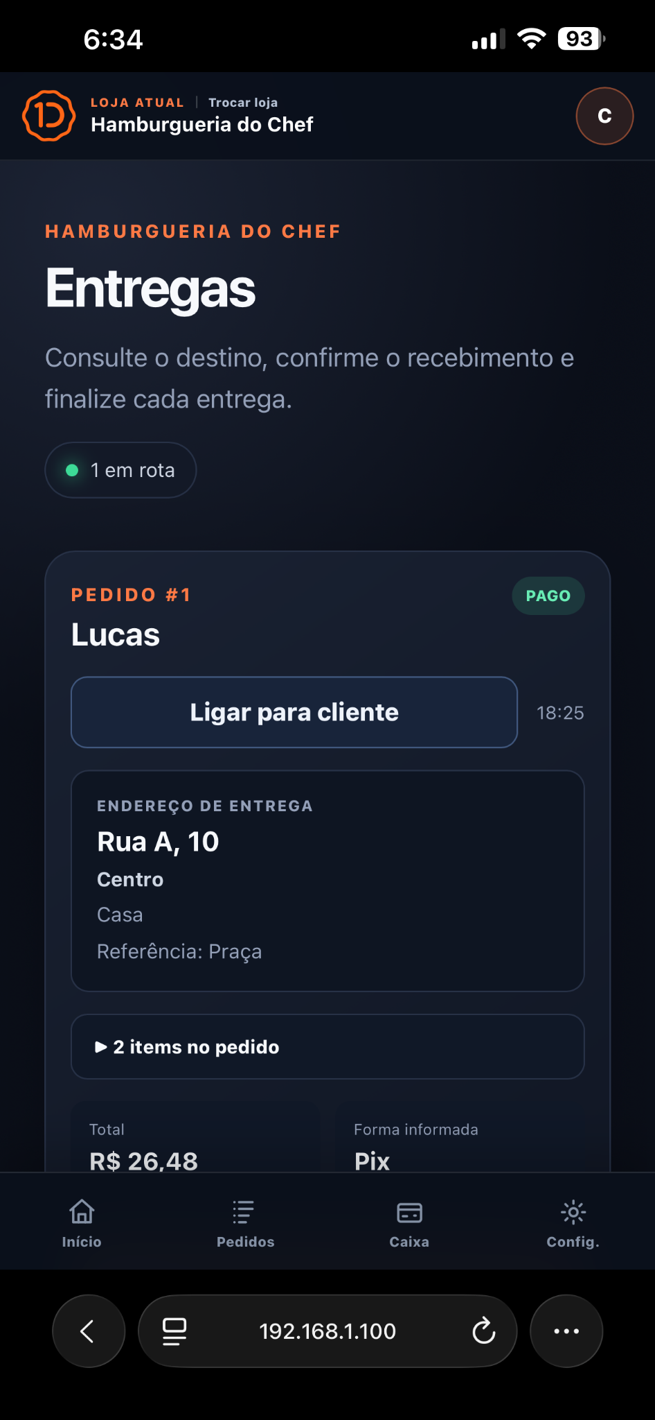 Tela de entrega Happy Dez no celular