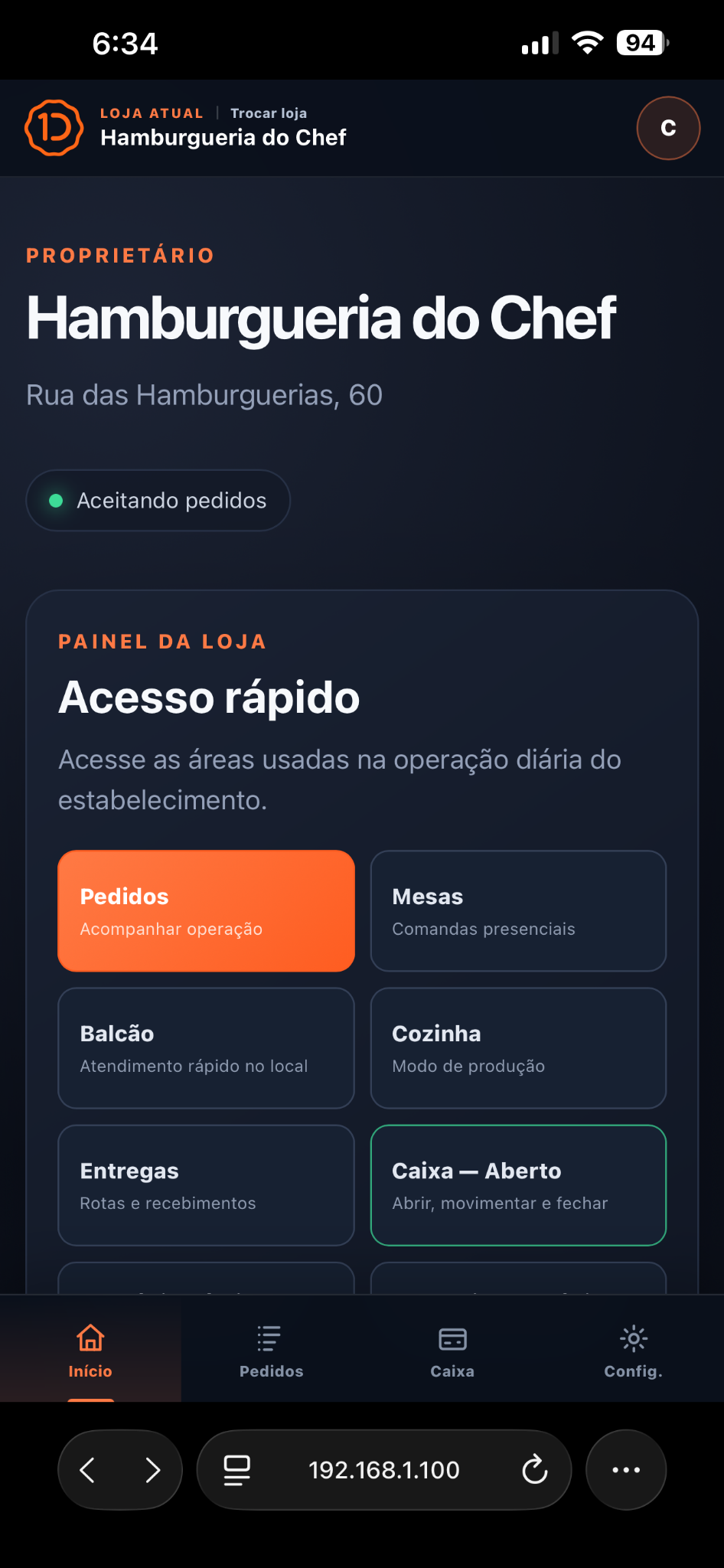 Tela inicial do painel Happy Dez no celular
